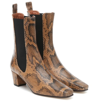 Paris Texas Snake-effect Leather Ankle Boots In Brown