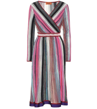 Missoni Wrap-effect Striped Crochet-knit Dress In Multicolor