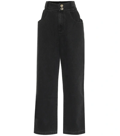 Alessandra Rich High-rise Wide-leg Jeans In Black