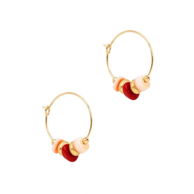Anni Lu Sweet Little Things Gold-plated Hoop Earrings In Red