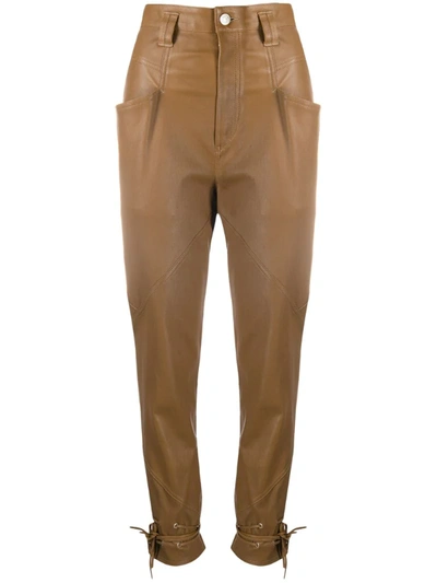 Isabel Marant Badeloisa Brown Tapered Leather Trousers In Camel