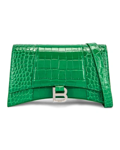 Balenciaga Hourglass Green Leather Shoulder Bag