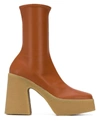 Stella Mccartney Vegetarian Leather Platform Ankle Boots In Light Brown