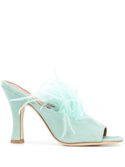 Paris Texas Feather Sandals In Green