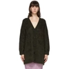 Acne Studios Brushed Cardigan In Black And Olive In Brushed Mohair-blend Cardigan