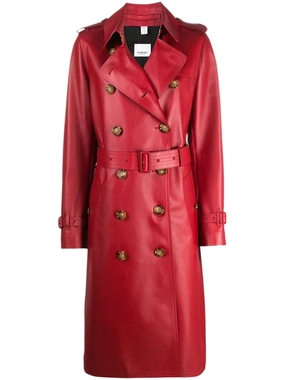 Burberry Kensington Trench Coat In Red