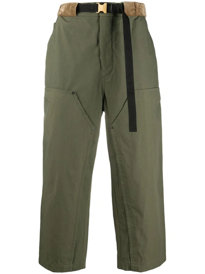 Sacai Cropped Utility Trousers In Green