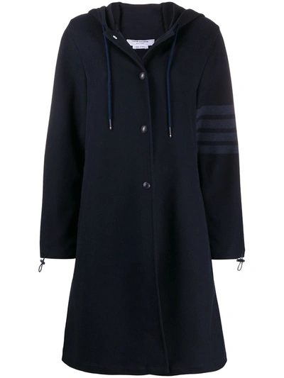 Thom Browne Navy Double-faced Tech Twill 4-bar Hooded Parka In Blue
