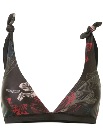 Duskii Fleur Tie-up Reversible Bikini Top In Black