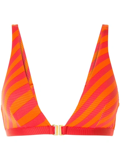 Duskii Salsa Diagonal Stripe Bikini Top In Orange