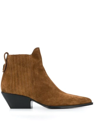 Furla Lady M Suede Ankle Boots In Brown