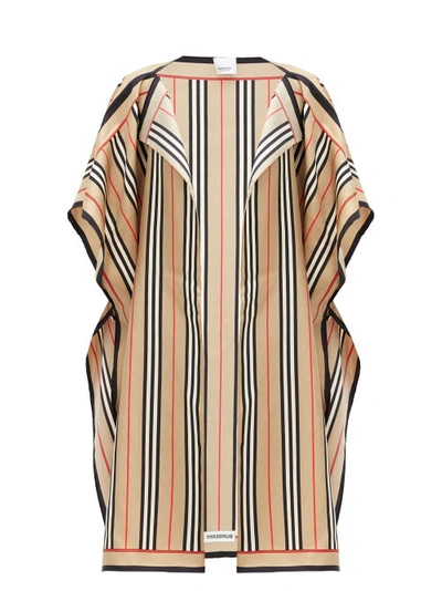 Burberry Women's Icon Stripe Silk Scarf Cape In Beige