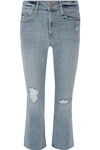 Mother The Insider Crop Distressed High-rise Flared Jeans