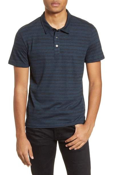 Threads 4 Thought James Dirt Road Stripe Short Sleeve Polo In Midnight