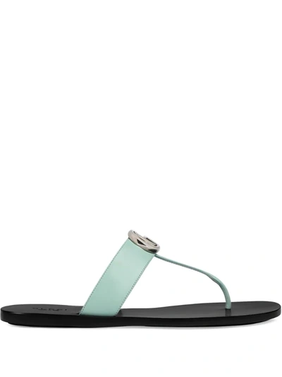 Gucci Plaque Logo Sandals In Green