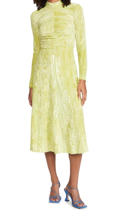 Stine Goya Asher Ruched Velvet Midi Dress In Velvet Devore | ModeSens
