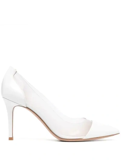 Gianvito Rossi 'plexi 85' Pvc Panel Leather Pumps In White