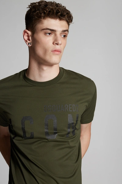 Dsquared2 Men Short Sleeve T-shirt In Military Green Dark