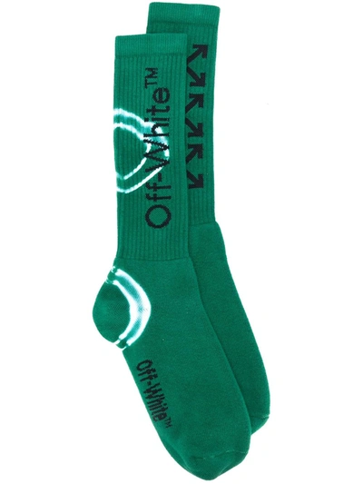 Off-white Tie Dye Mid Length Socks In Green