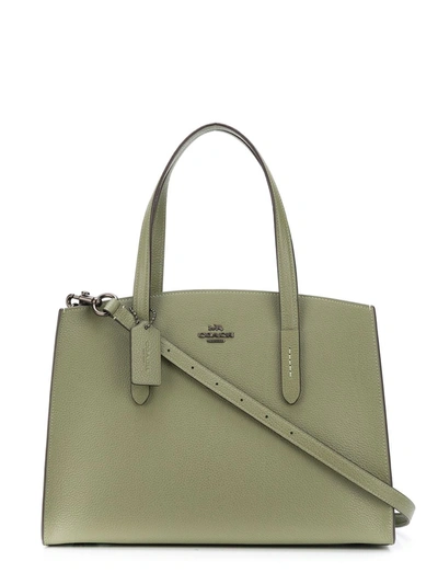 Coach Charlie Small Leather Tote Bag In Green