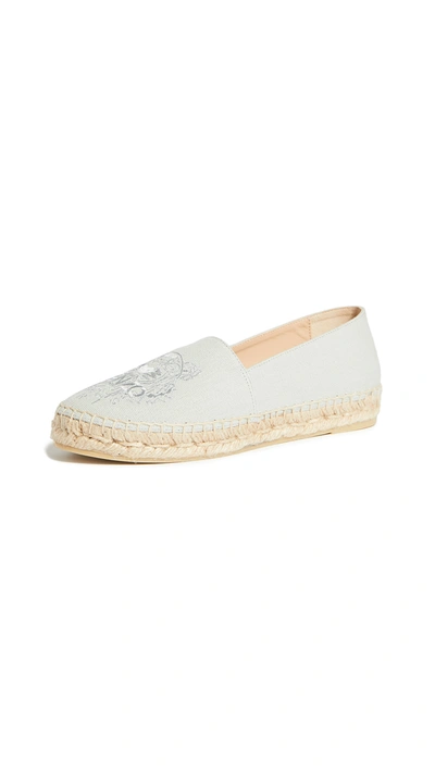 Kenzo Classic Tiger Head Espadrilles In Grey Green