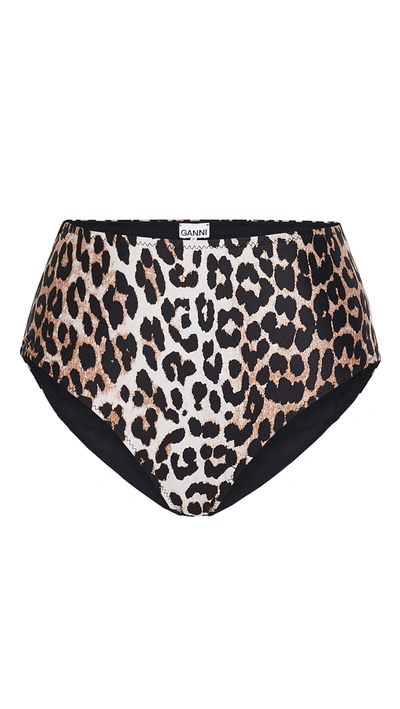 Ganni Leopard High Waist Bikini Bottoms