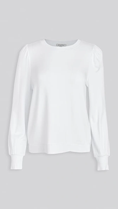 Z Supply Puff Sleeve Sweatshirt In White