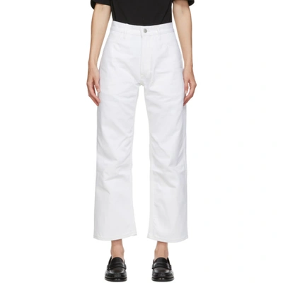 Studio Nicholson White Denim Ruthe Selvedge Jeans In Optic White