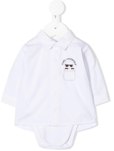 Karl Lagerfeld Babies' Cotton Poplin Shirt & Interlock Bodysuit In White