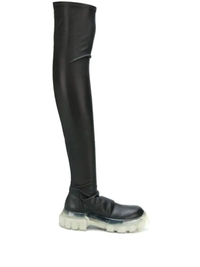 Rick Owens 40mm Bozo Tractor Over-the-knee Boots In Black