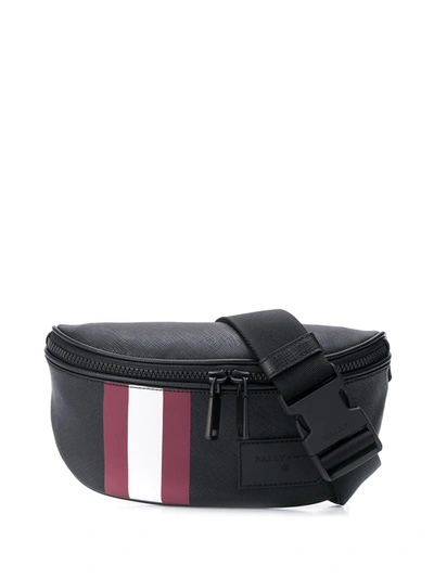 Bally Logo Stripe Pvc Mini Belt Bag In Black