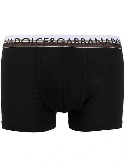 Dolce & Gabbana Logo弹力棉质平纹针织平角内裤 In Black