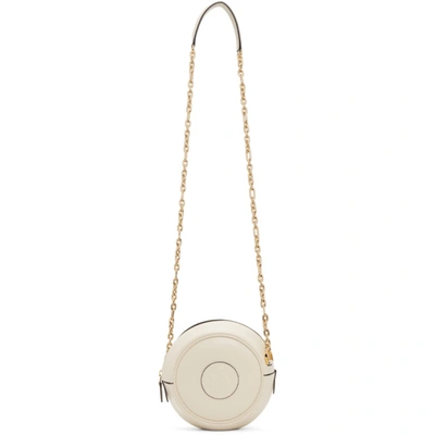 Lanvin Cookie Chain Shoulder Bag In White Leather In White,beige