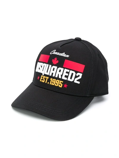 Dsquared2 Kids' Embroidered Gabardine Baseball Hat In Black