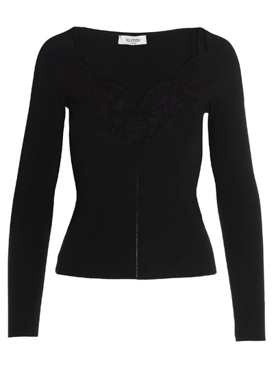 Valentino Lace Pullover In Black