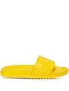 Fendi Diagonal Logo Pool Slides In Yellow