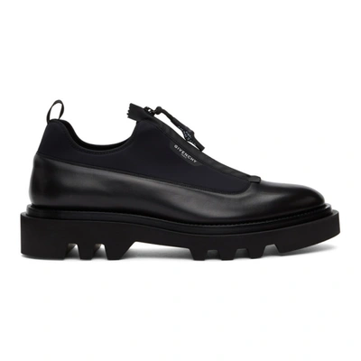 Givenchy Combat Derby Leather Zip-up Shoes In Black