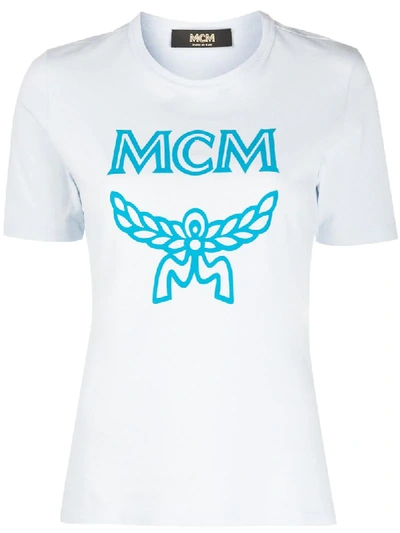 Mcm Logo-print Cotton T-shirt In Blue