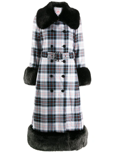 Shrimps Black River Double-breasted Checked Coat In Cream
