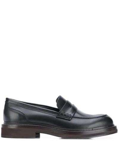 Brunello Cucinelli Moccasins Smooth Calfskin Penny Loafer With Precious Welt In Black
