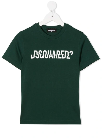 Dsquared2 Kids' Logo Print T-shirt In Green