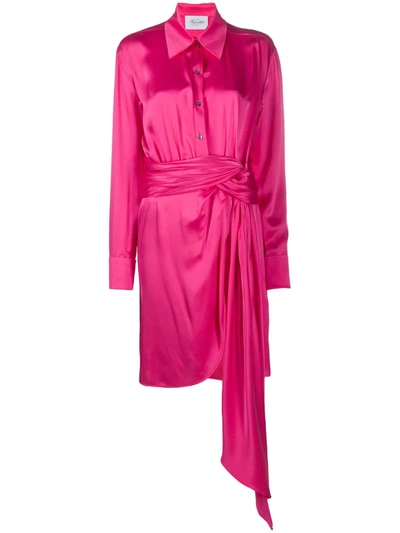 Redemption Tie-waist Silk Shirt Dress In Pink