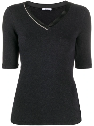 Peserico Knitted V-neck Top In Black
