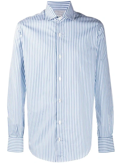 Eleventy Striped Long-sleeve Shirt In White