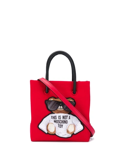 Moschino Mini Teddy Bear Tote In Red