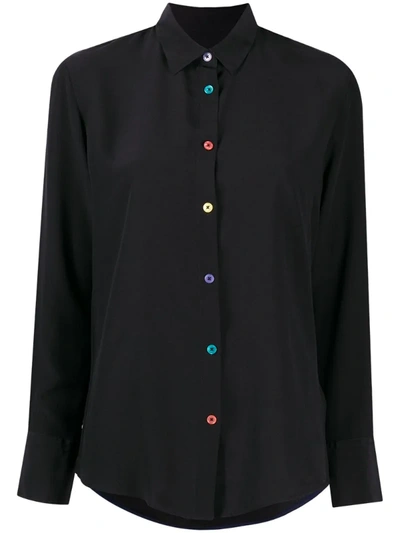 Ps By Paul Smith Pointed Collar Silk Shirt In Black