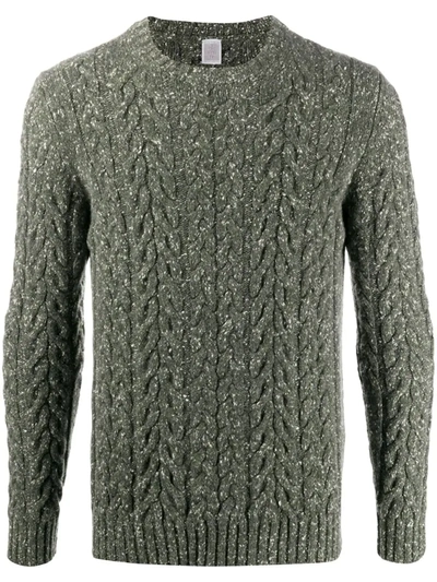 Eleventy Cable Knit Crew Neck Jumper In Green