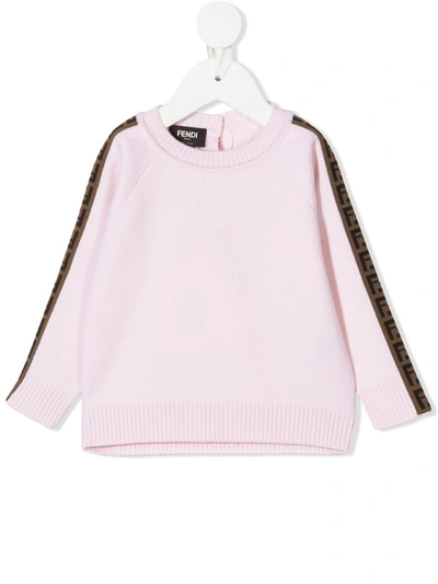 Fendi Babies' Pink Virgin Wool Sweater In Rosa