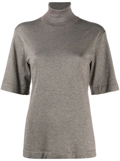 Brunello Cucinelli Knitted Short-sleeve Top In Neutrals