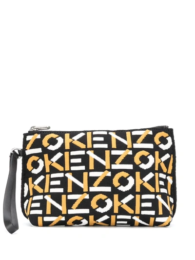 Kenzo Logo-pattern Clutch Bag In Black